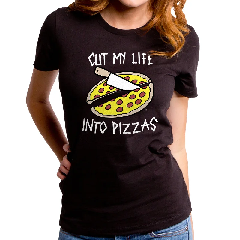 Cut My Life Into Pizzas Women's T-Shirt Solid Color Striped Floral