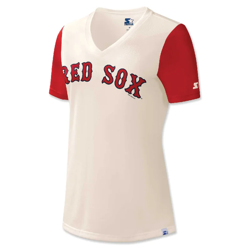 Ladies Kick Start Arch Tee - Red Embroidered Appliqued Beaded