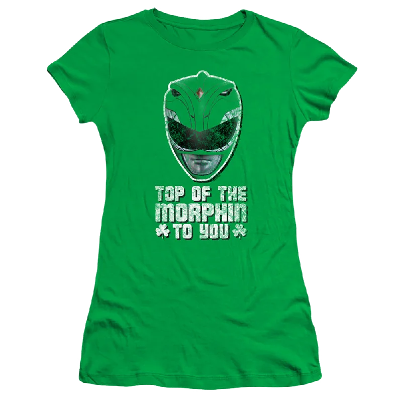 Mighty Morphin Power Rangers Top Of The Morphin To You - Juniors T-Shirt Silk Blend Satin Velvet