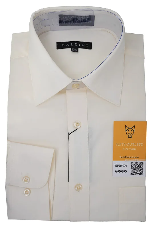 Modern Fit Dress Shirt Convertible Cuff in Ivory Zippered Front Buttoned Front Snap Front