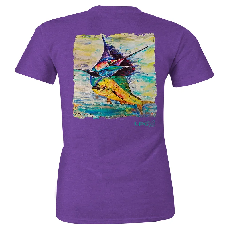 LPG Apparel Co. Sailfish Mahi Combo Womens T-Shirt Front Pockets Side Pockets Patch Pockets