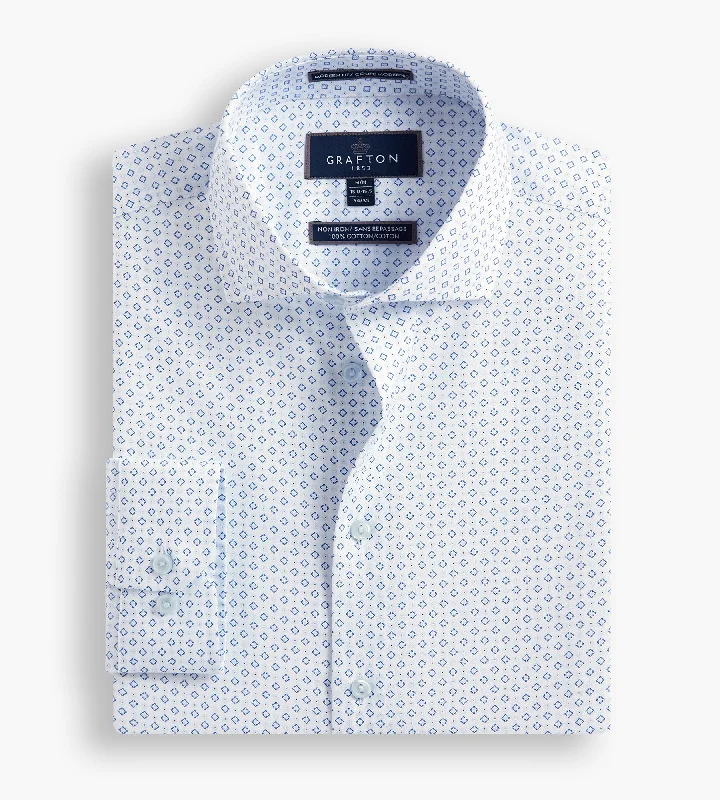 Modern Fit Geo Print Dress Shirt Denim Fabric Leather Fabric Suede Fabric