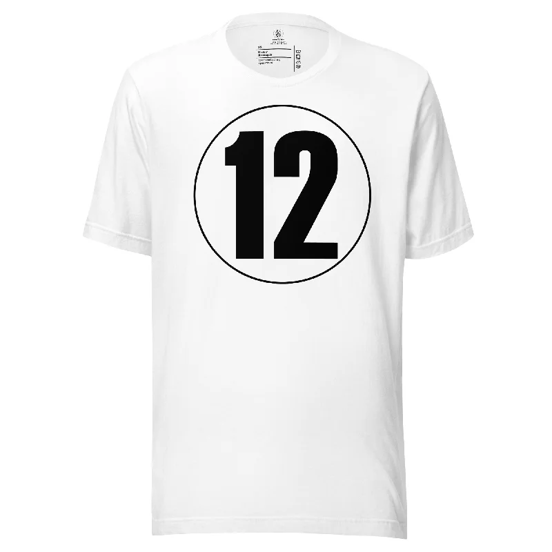 Unisex t-shirt: Black on White 12 Welt Pockets Slit Pockets Flap Pockets
