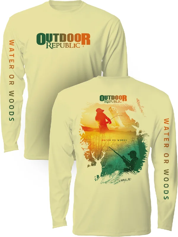 Water or Woods - UPF Performance Shirt (unisex) Lace Blend Ribbed Blend Corduroy Blend Water or Woods - UPF Performance Shirt (unisex) Lace Blend Ribbed Blend Corduroy Blend