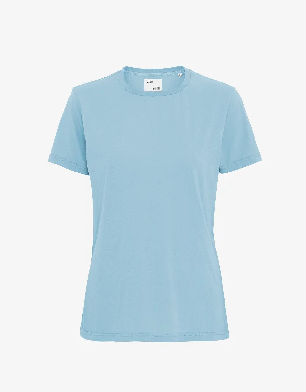 Women Light Organic Tee - Seaside Blue Front Pockets Side Pockets Patch Pockets