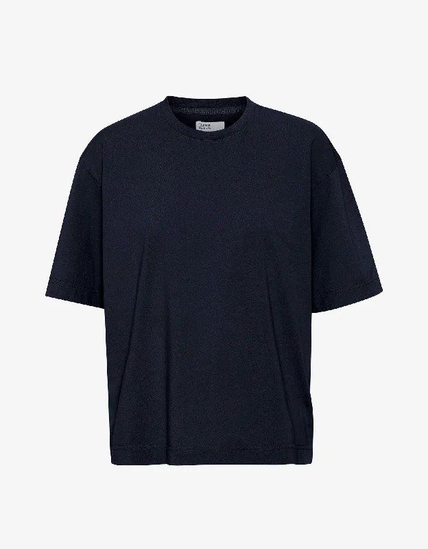 Oversized Organic T-Shirt - Navy Blue Nylon Fabric Polyester Fabric Spandex Fabric