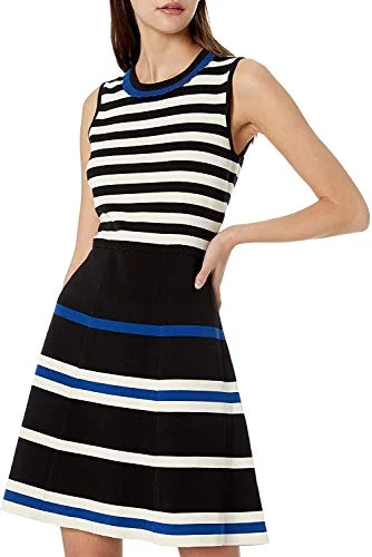 Anne Klein Striped Sweater Dress (Black, XXL)