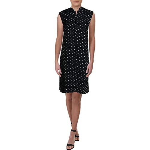 Anne Klein Women's Linen Button Down Dress, Anne Black/Anne White, X-Small