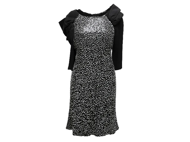 Black & White Giorgio Armani Sequined Bow Dress Size IT 42