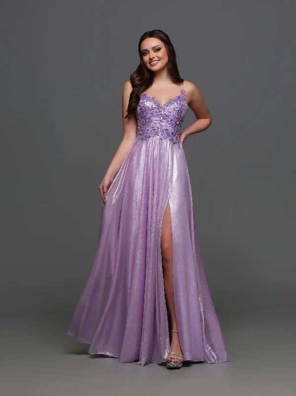 Candice Wang 72322 Size 6 Lavender Sequin Lace Metallic Prom Dress Sheer Cut Out Back Slit Formal Gown