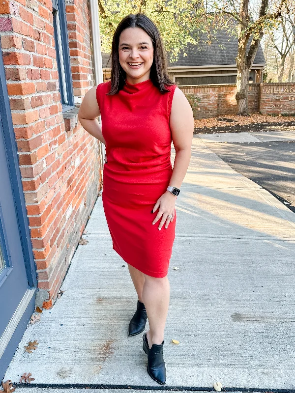 Soho Mock-Cowl Ruched Dress