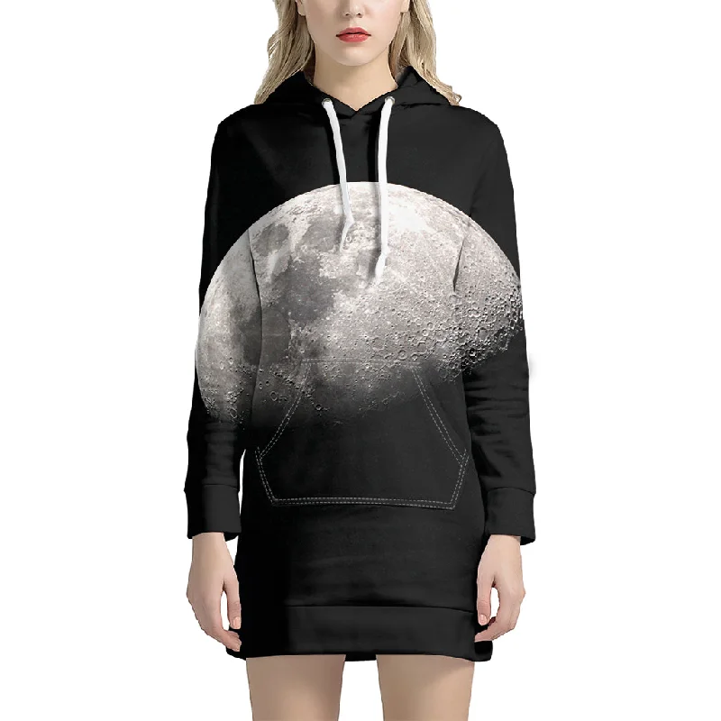 Half Moon Print Pullover Hoodie Dress