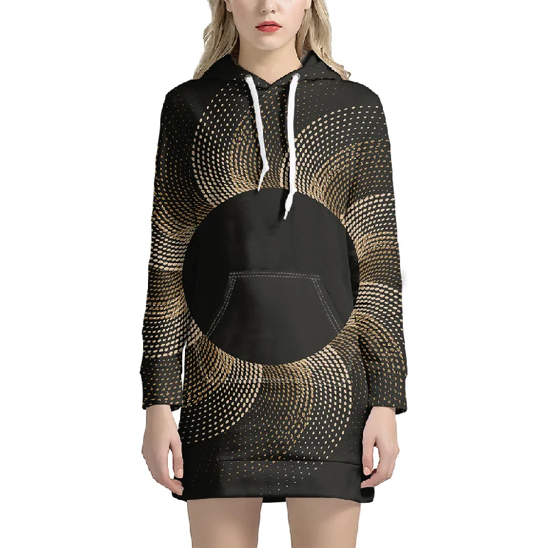 Halftone Dot Sun Print Pullover Hoodie Dress