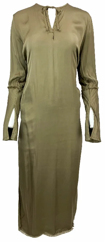 Jaga V-Neck Dress in Olive Green