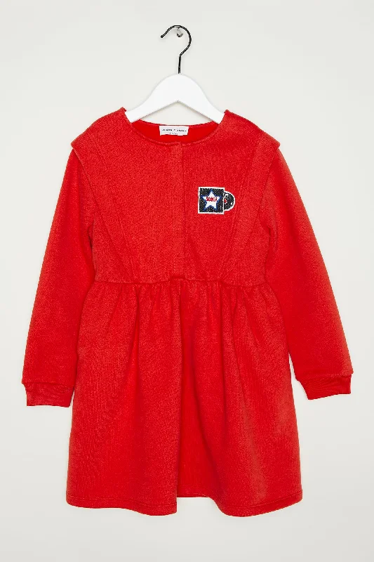 Leila Cherry Sweatdress with Record Detail