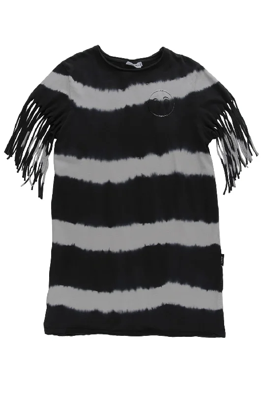 LOUD APPAREL BLACK/ZINC GIFT FRINGED DRESS