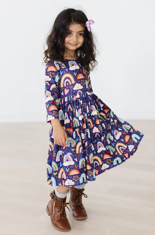 3/4 Sleeve Pocket Twirl Dress