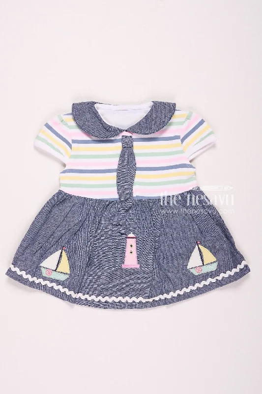 Navy and Striped Nautical Baby Girl Dress