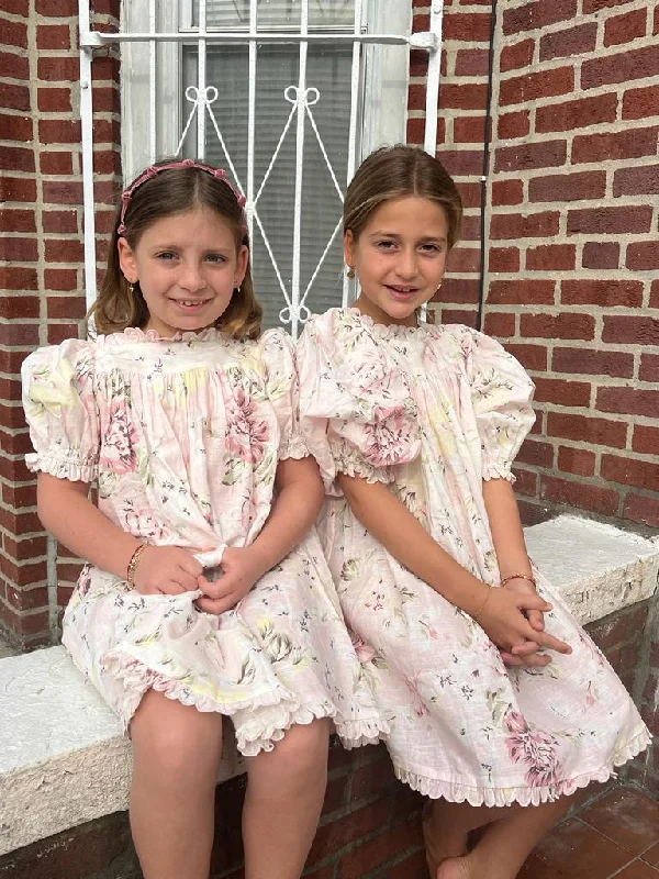 PETITE AMALIE PINK EMILY LINEN SMOCK DRESS