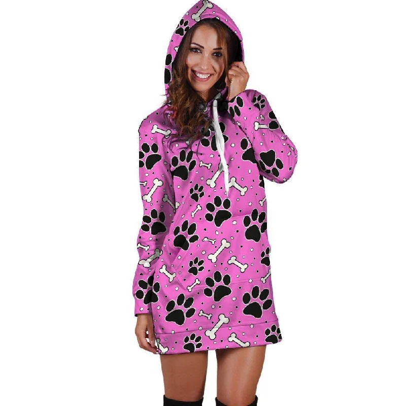Pink Paw Hoodie Dress