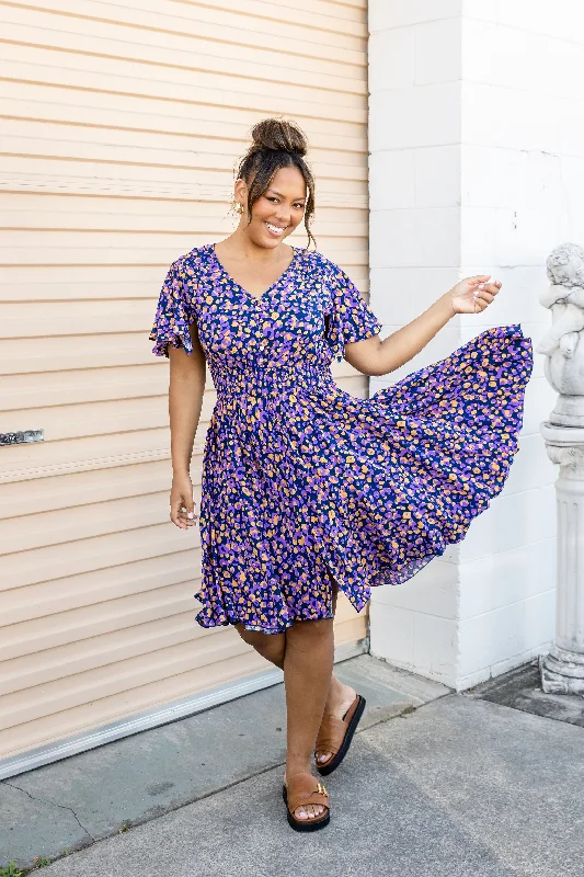 Lina Dress in Purple Leopard
