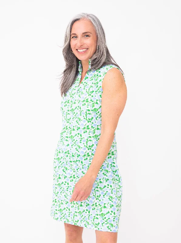 Schooner Dress in Rosebud in Sky