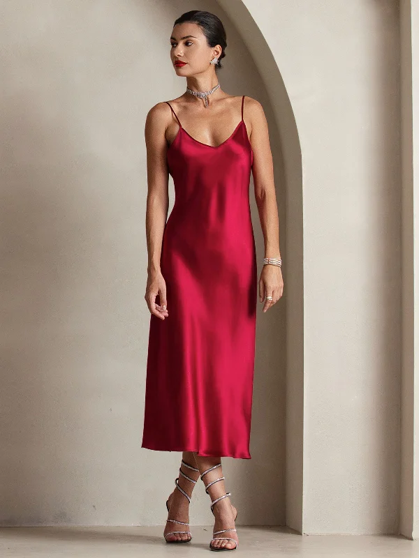 Spaghetti Strap Long Silk Dress