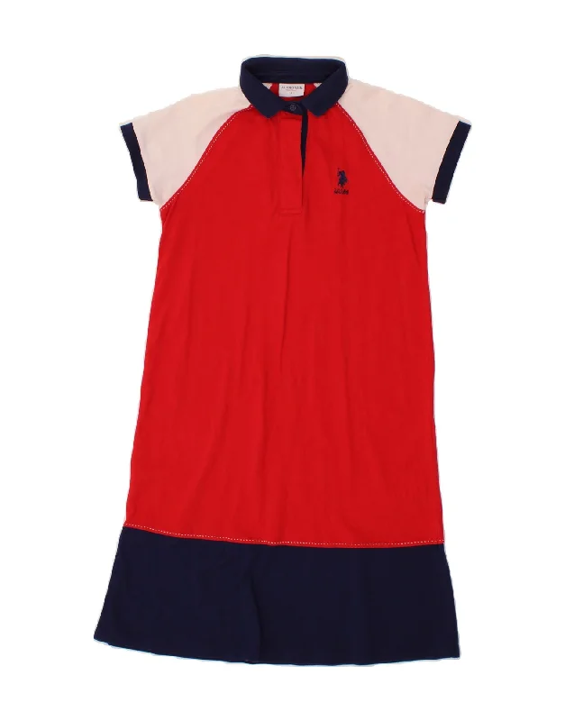 U.S. POLO ASSN. Womens Polo Dress UK 10 Small Red Colourblock