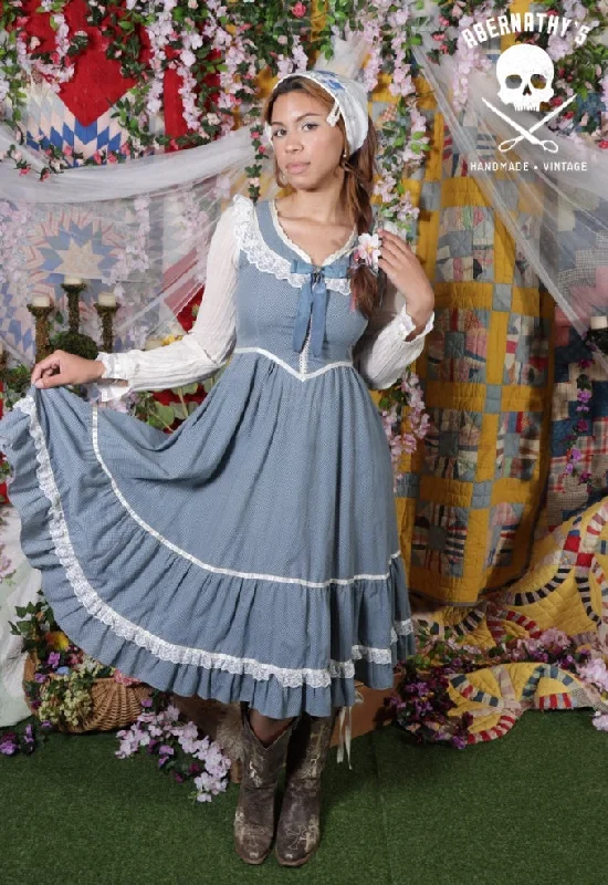 Vintage 1970s Gunne Sax Blue and White dress