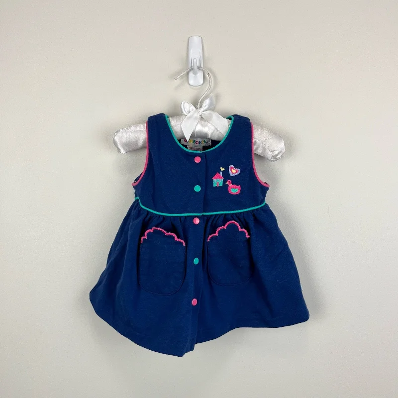 Vintage Gymboree Embroidered Navy Dress Newborn