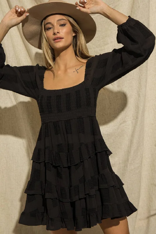 Liz Square Neck Mini Dress Trendy Wraparound Mini Dress