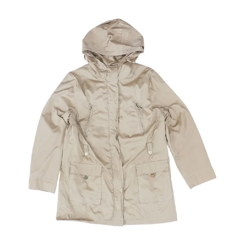 Beige Solid Rain Jacket Fitted Jacket Loose Jacket Oversized Jacket