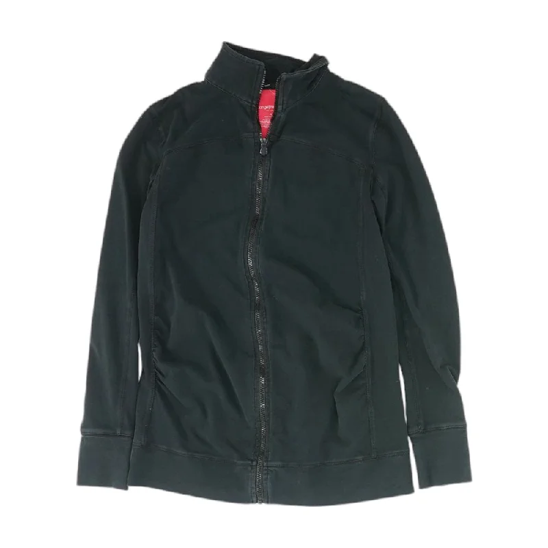 Black Solid Lightweight Jacket Snapped Jacket Toggled Jacket Drawstring Jacket