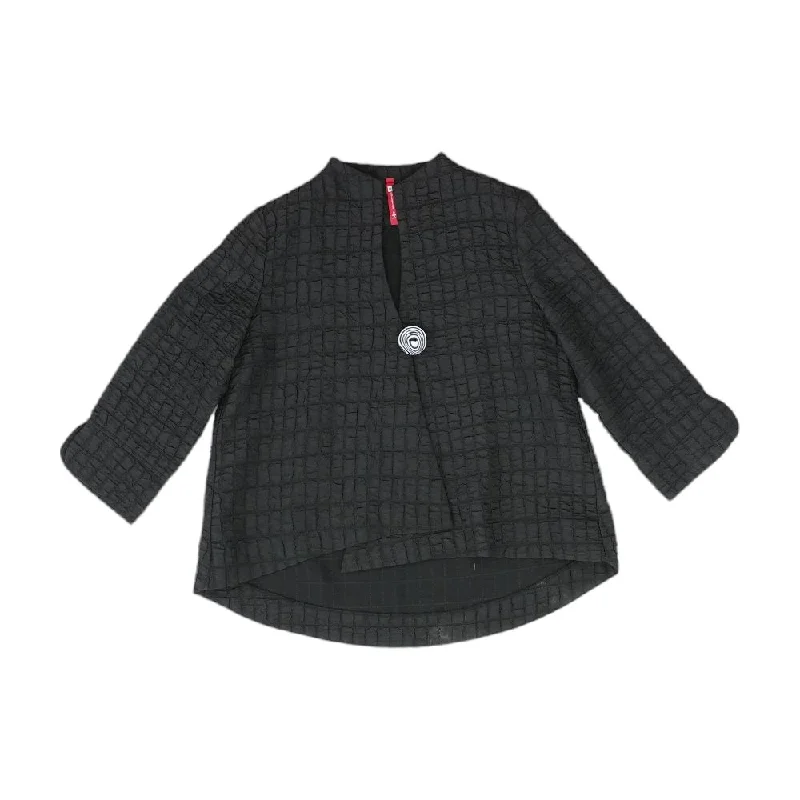 Black Solid Lightweight Jacket Zippered Jacket Buttoned Jacket Snapped Jacket