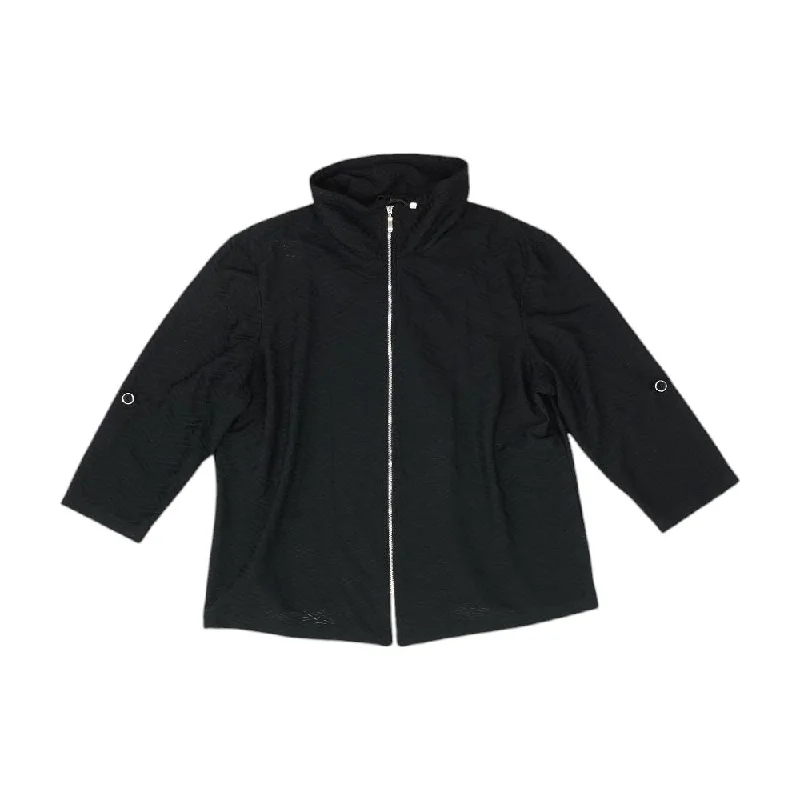 Black Solid Lightweight Jacket Hoodie Zip-Up Jacket Button-Up Jacket