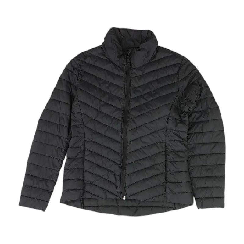 Black Solid Puffer Jacket Insulated Jacket Fitted Jacket Loose Jacket