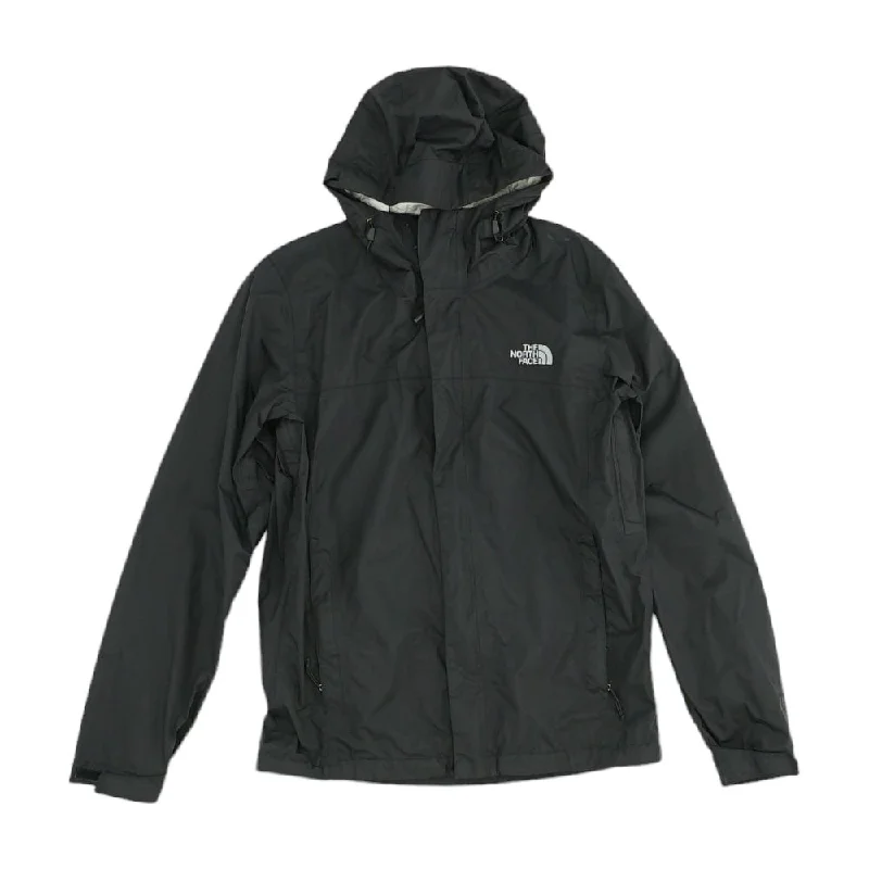 Black Solid Rain Jacket Ribbed Jacket Pleated Jacket Ruffled Jacket