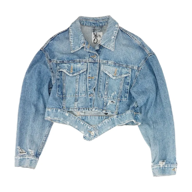 Blue Solid Denim Jacket Knit Fabric Woven Fabric Fleece Fabric