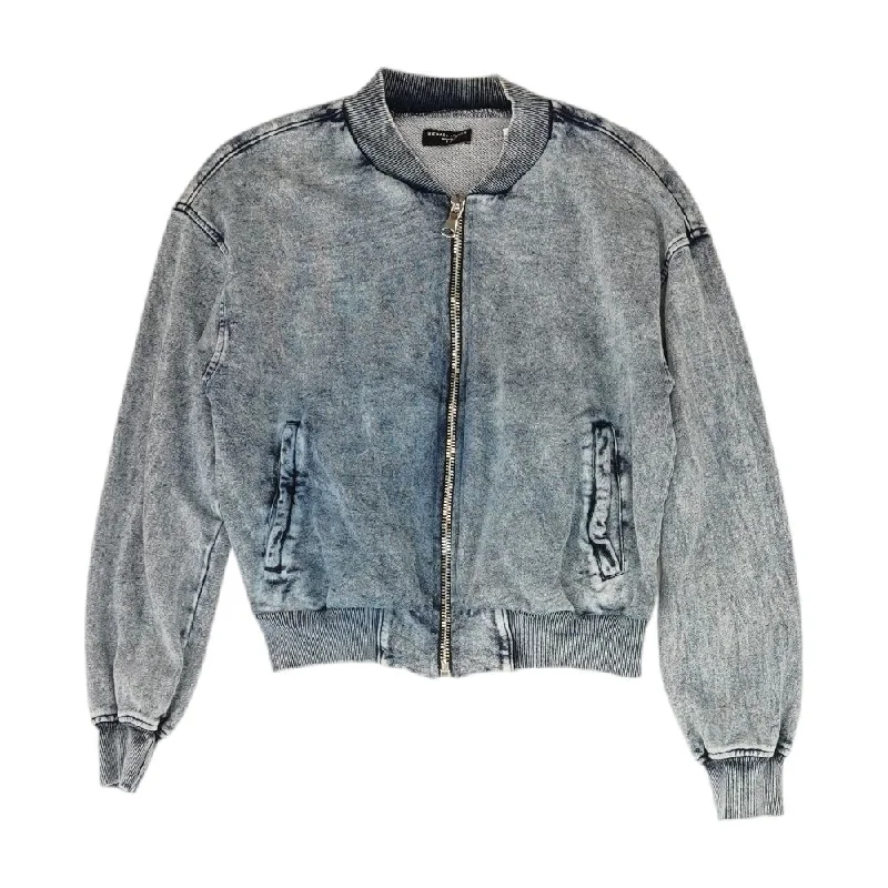 Blue Solid Denim Jacket Satin Jacket Silk Jacket Chiffon Jacket