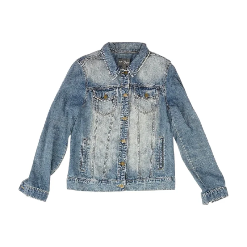 Blue Solid Denim Jacket V-Neck Jacket Boat Neck Jacket Square Neck Jacket