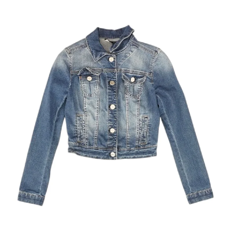 Blue Solid Denim Jacket Faux Fur Jacket Real Fur Jacket Shearling Jacket