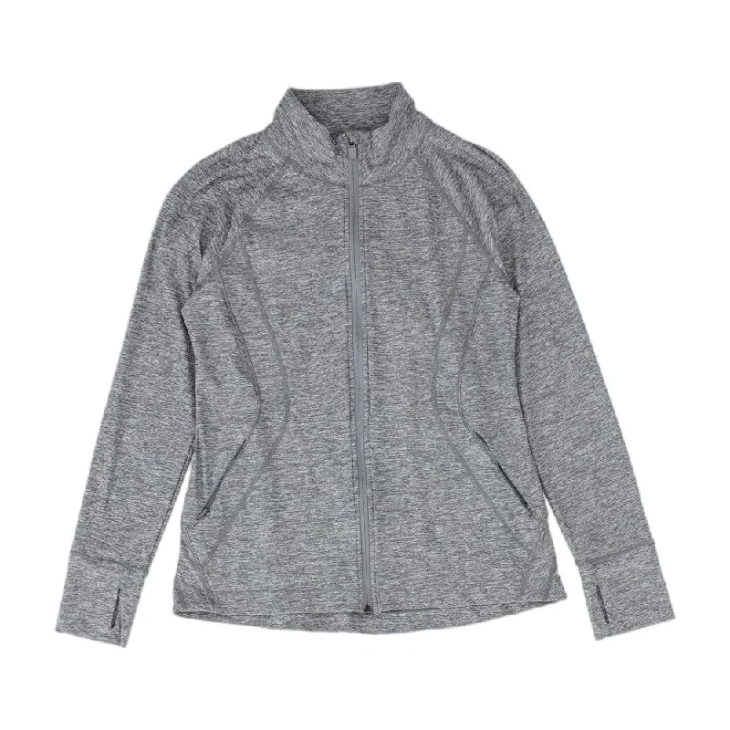 Gray Solid Active Jacket Welt Pockets Slit Pockets Flap Pockets