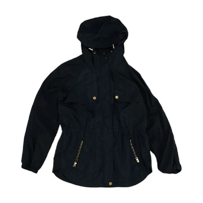 Navy Solid Rain Jacket Knit Fabric Woven Fabric Fleece Fabric