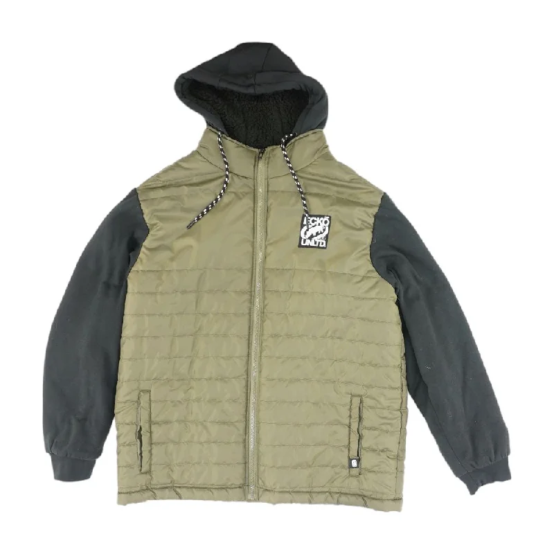 Olive Color Block Puffer Jacket Jersey Jacket Tulle Jacket Batik Jacket