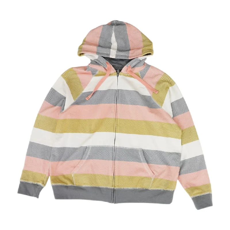 Pink Striped Lightweight Jacket Front Pockets Side Pockets Patch Pockets