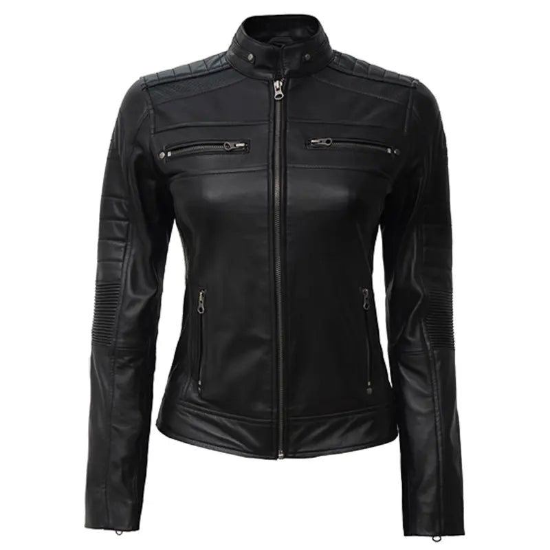 Slim Fit Leather Women's Black Jacket Satin Jacket Silk Jacket Chiffon Jacket