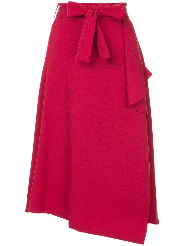 belted asymmetric skirt chiffon skirt airy