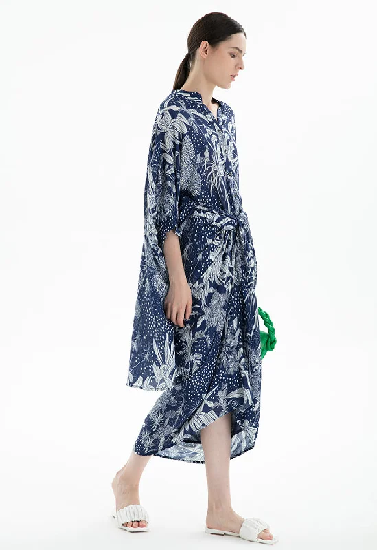 Allover Printed Wrap Tie Skirt wool skirt warm