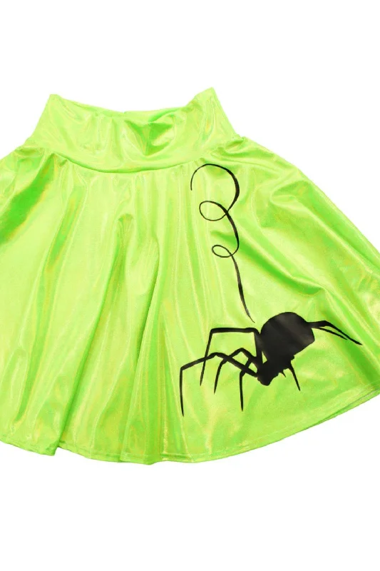 19" Lime Green Holographic Spider Skirt cashmere skirt soft