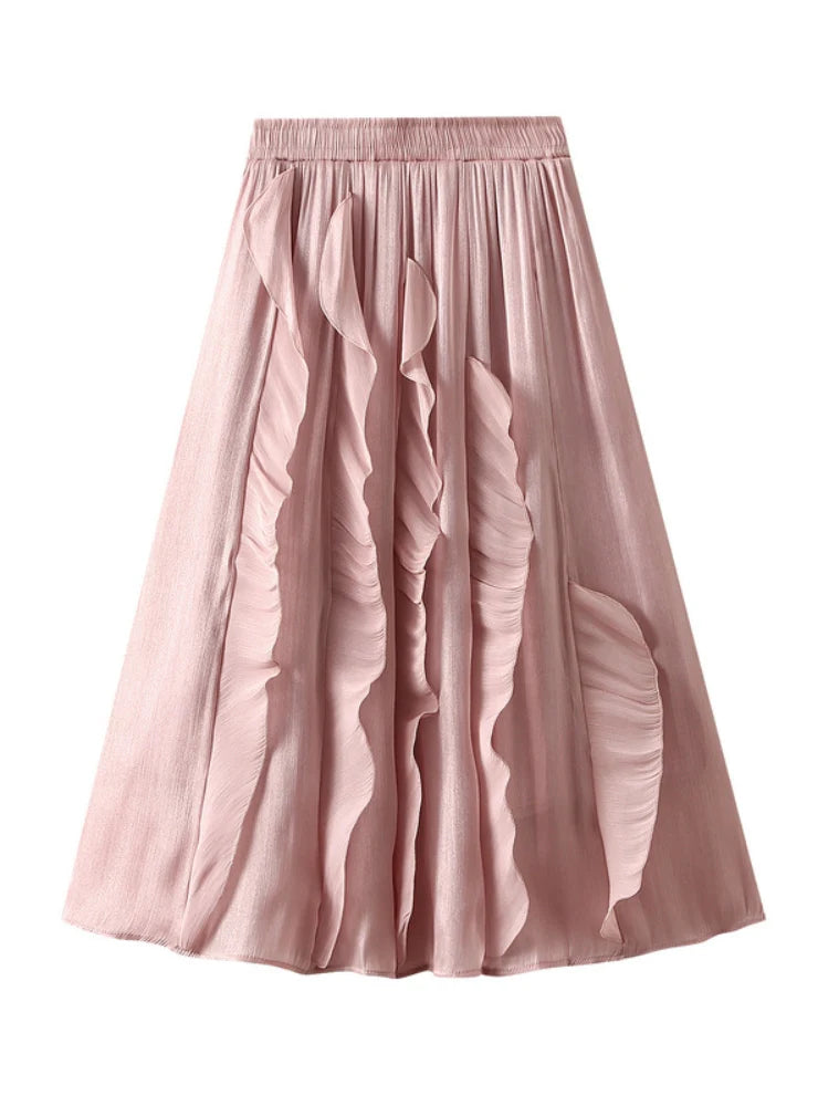 HIGH WAIST AND SLIM IRREGULAR RUFFLED SKIRT wrap skirt elegant